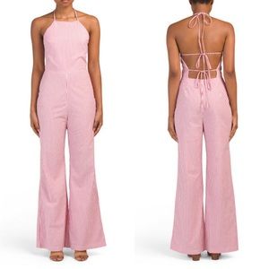 WAYF STRIPED PINK & WHITE JUMPSUIT
